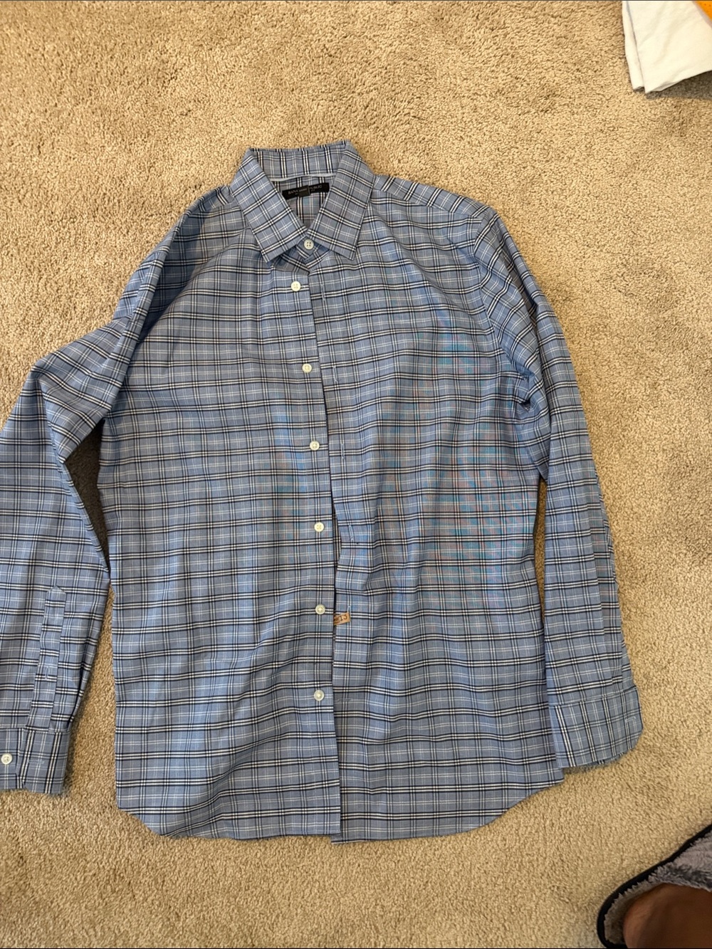 Banana Republic Light Blue Plaid Dress Shirt